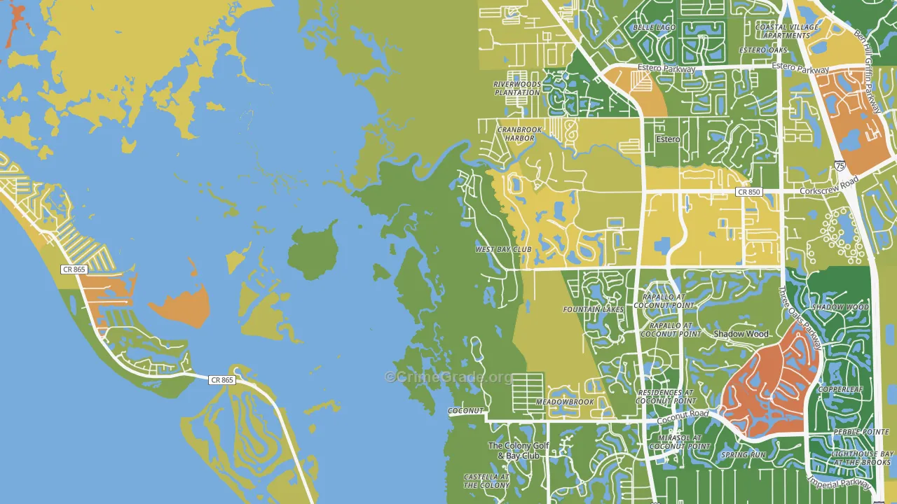Coconut, FL Map of Vandalism Rates