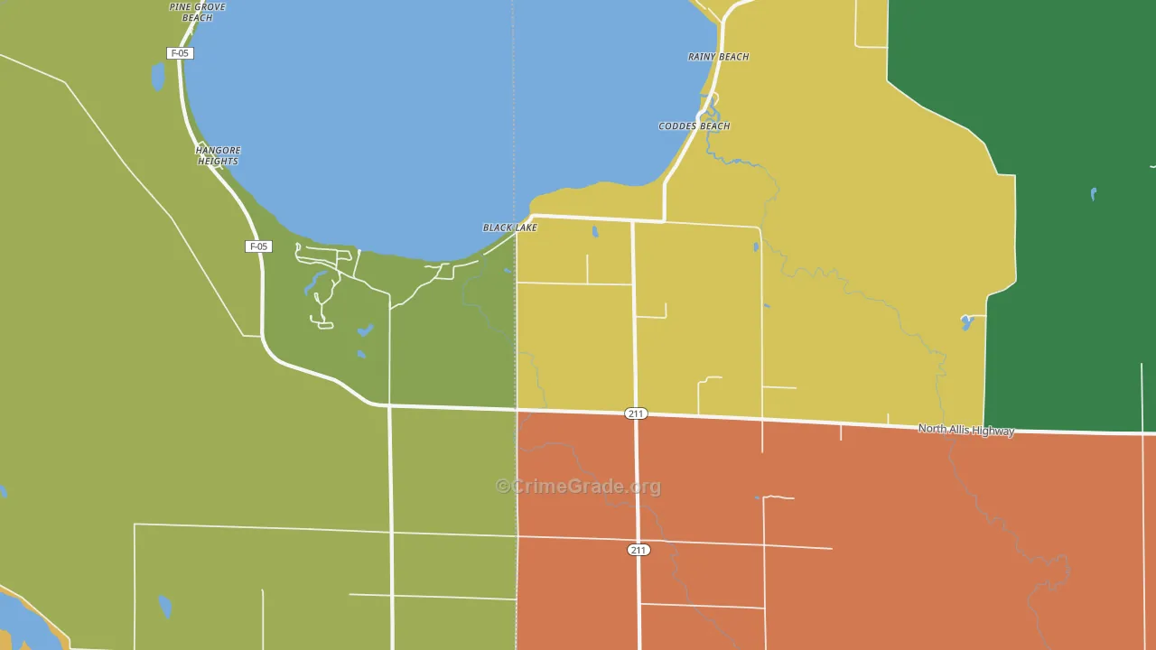 Coddes Beach, MI Map of Vandalism Rates