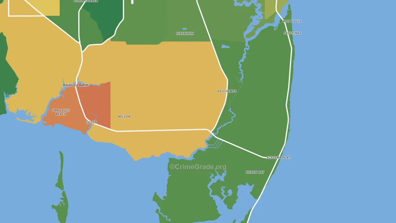 Coden, AL Map of Vandalism Rates