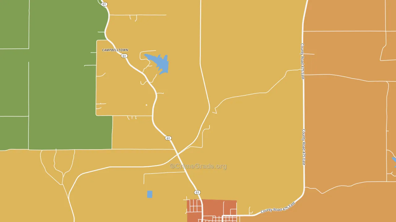 Coe, IN Map of Vandalism Rates