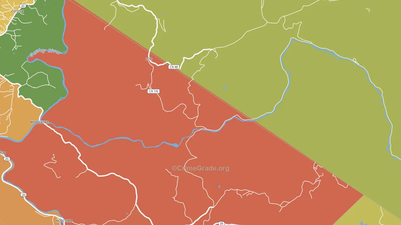 Coe, WV Map of Vandalism Rates
