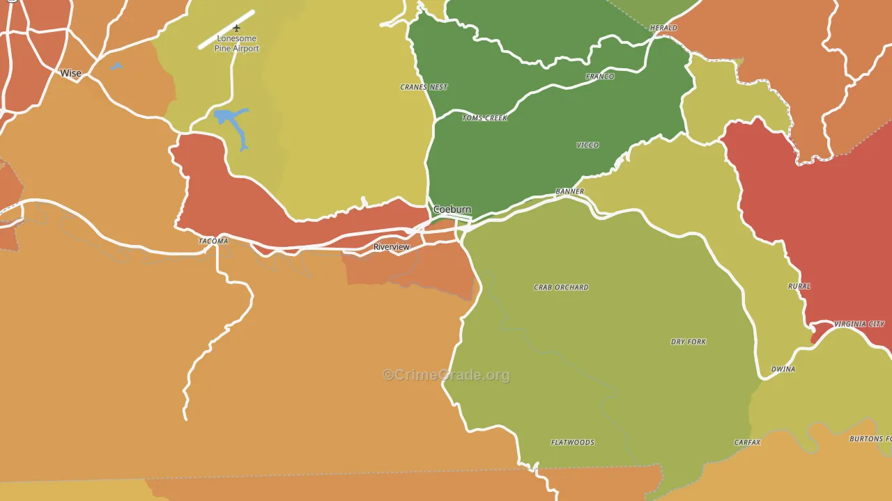 Coeburn, VA Map of Vandalism Rates