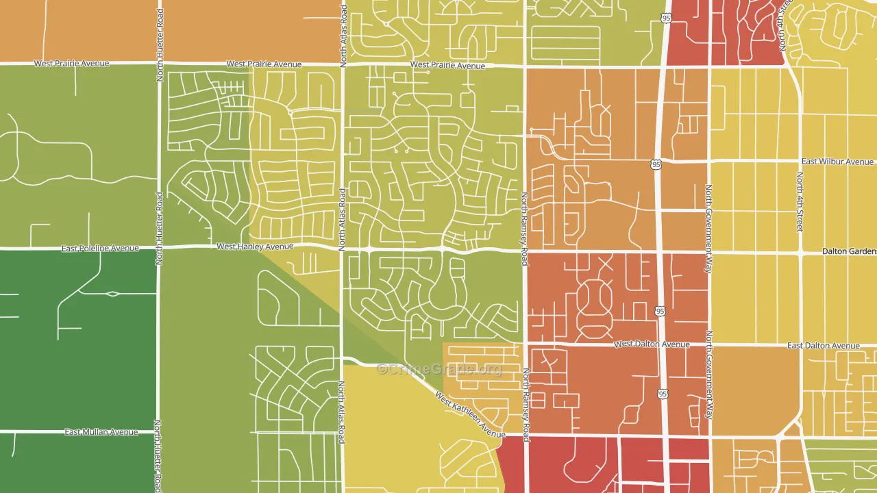 Coeur D'Alene Place, Coeur d'Alene, ID Map of Vandalism Rates