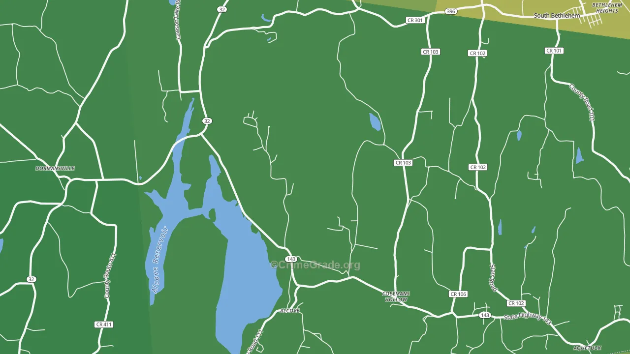 Coeymans Hollow, NY Map of Vandalism Rates