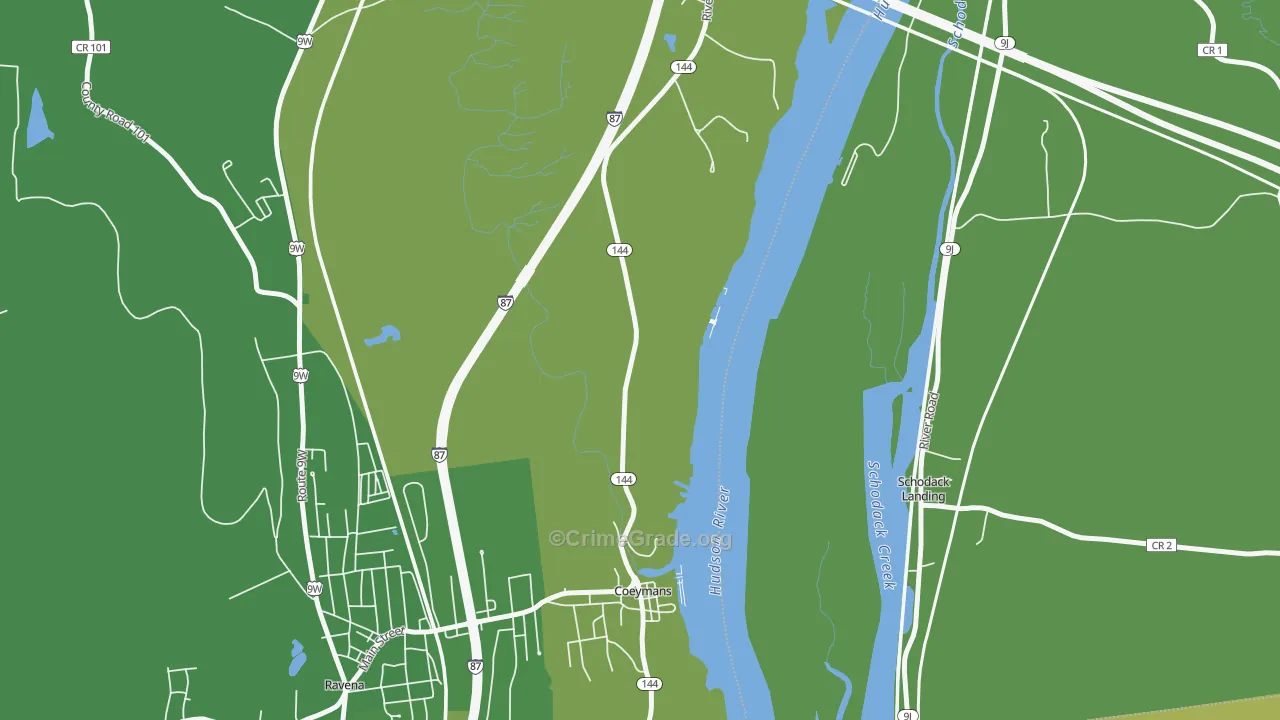 Coeymans, NY Map of Vandalism Rates