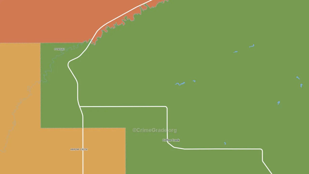 Coffee Creek, MT Map of Vandalism Rates