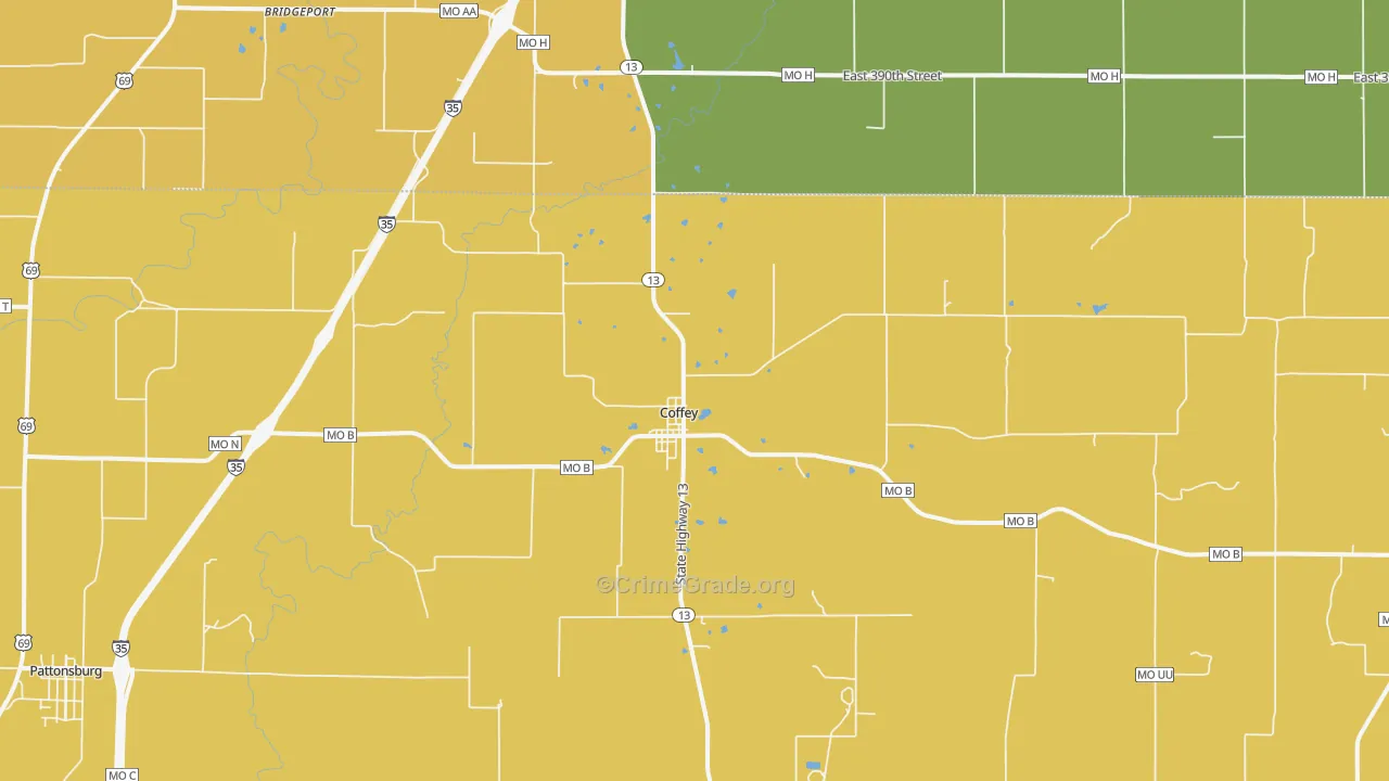 Coffey, MO Map of Vandalism Rates