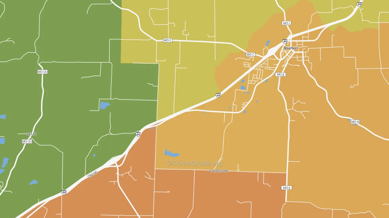 Coffeyton, MO Map of Vandalism Rates
