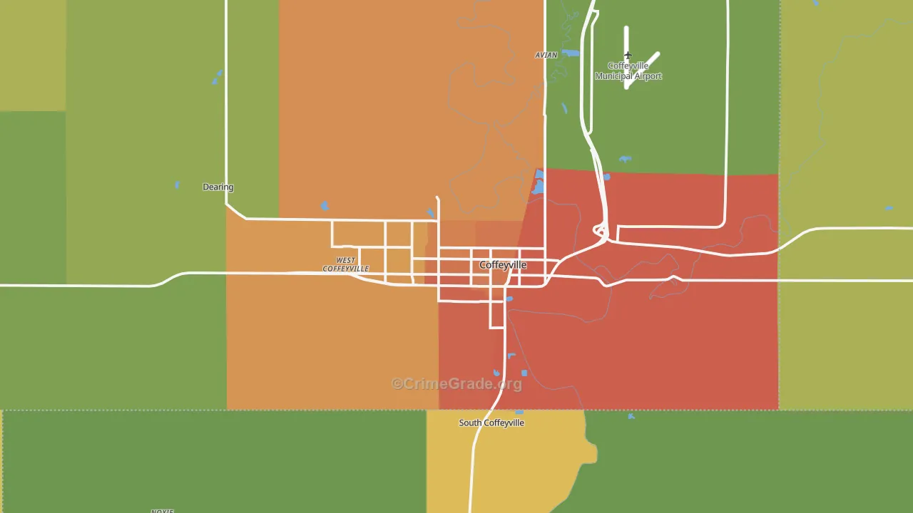 Coffeyville, KS Map of Vandalism Rates