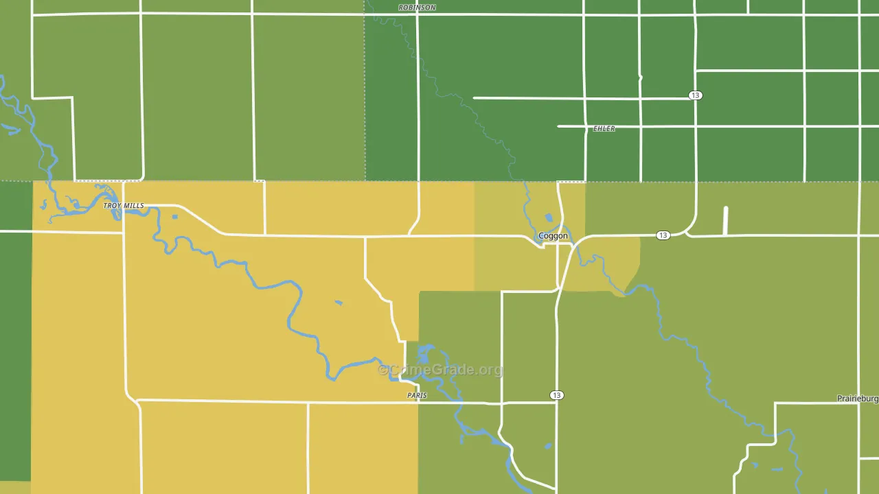Coggon, IA Map of Vandalism Rates