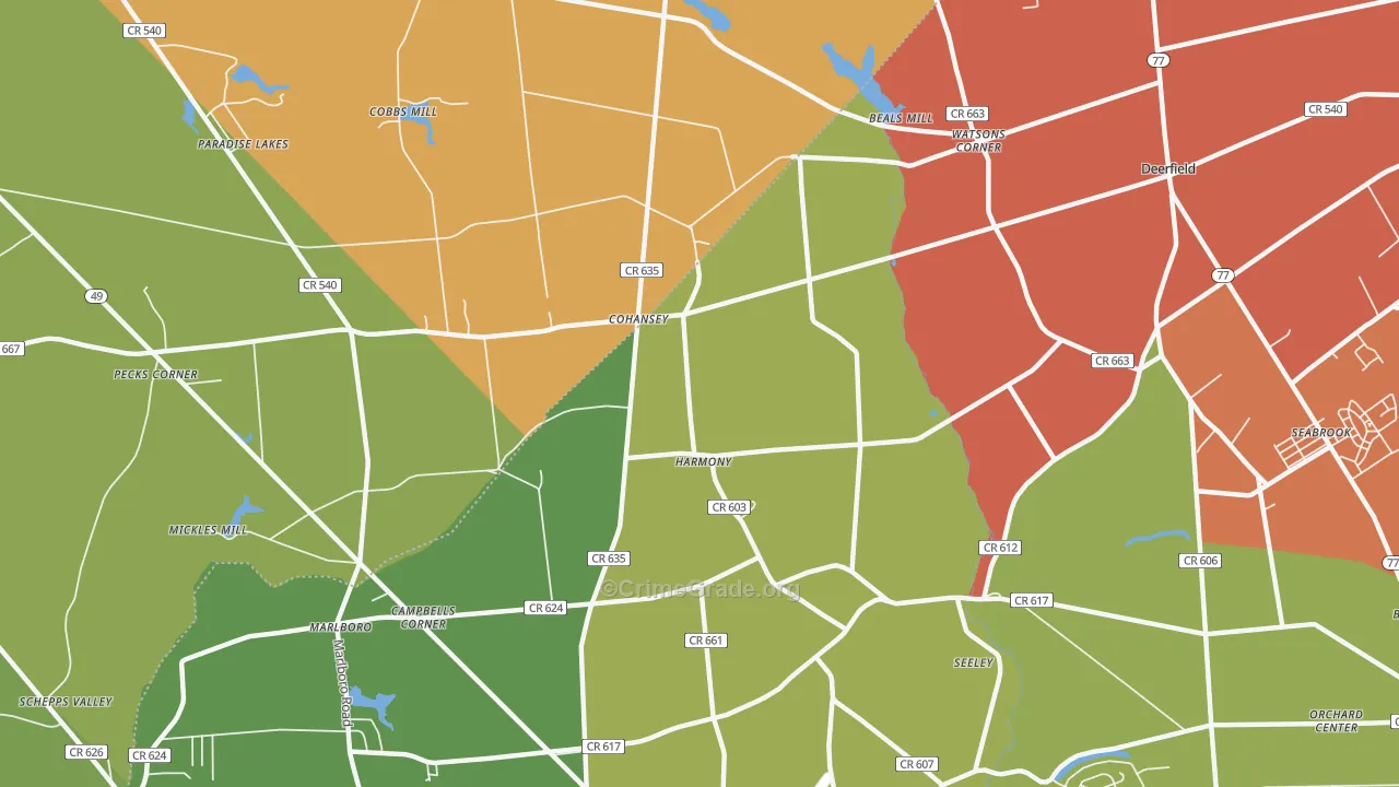 Cohansey, NJ Map of Vandalism Rates