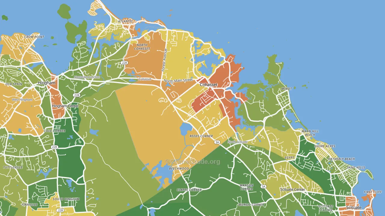 Cohasset, MA Map of Vandalism Rates