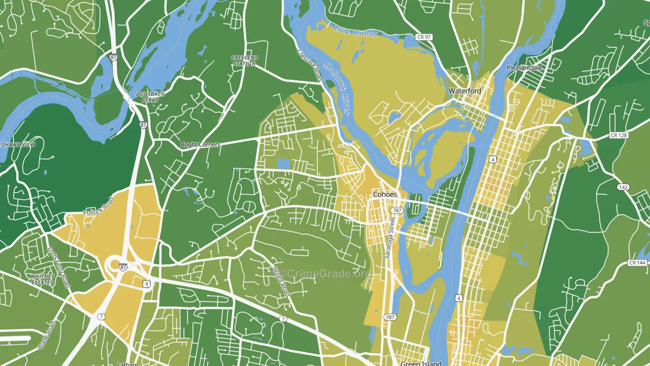 Cohoes, NY Map of Vandalism Rates