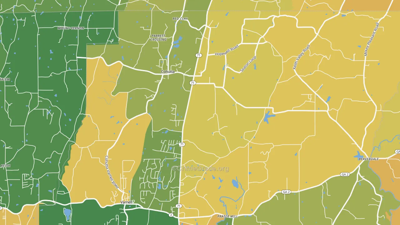 Cohutta, GA Map of Vandalism Rates