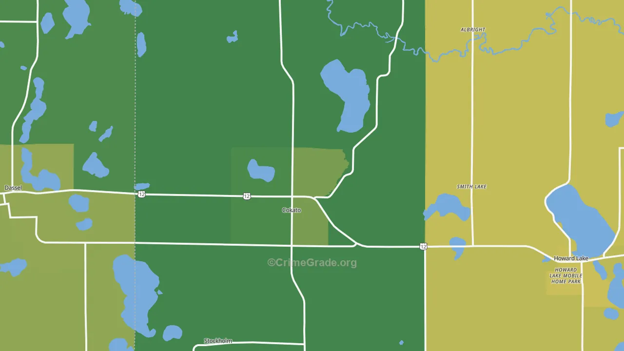 Cokato, MN Map of Vandalism Rates