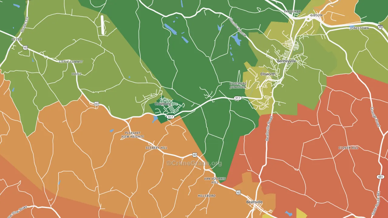 Cokeburg, PA Map of Vandalism Rates