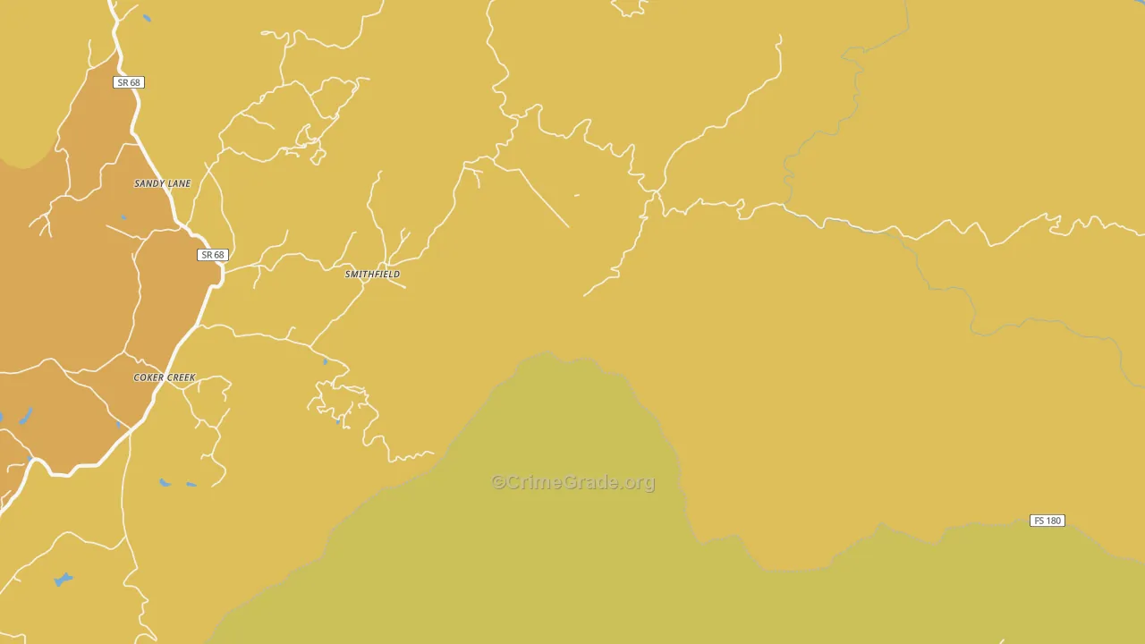 Cokercreek, TN Map of Vandalism Rates