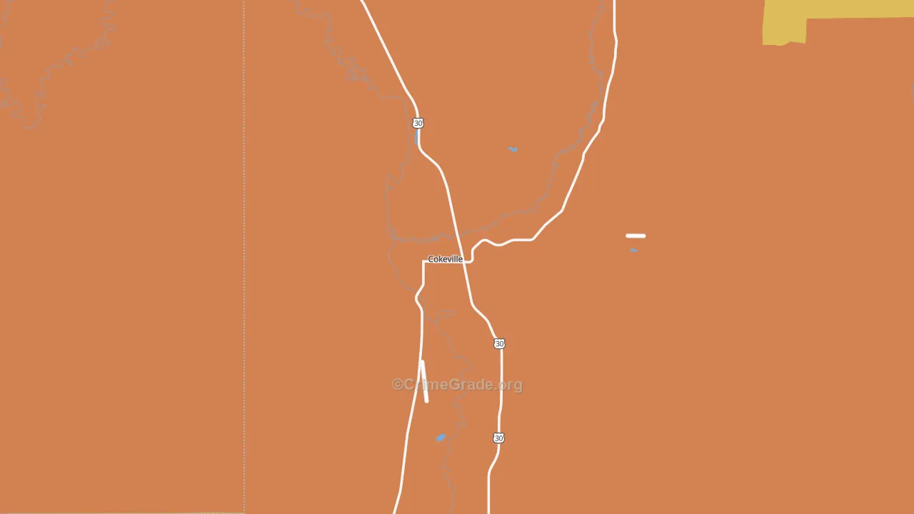 Cokeville, WY Map of Vandalism Rates