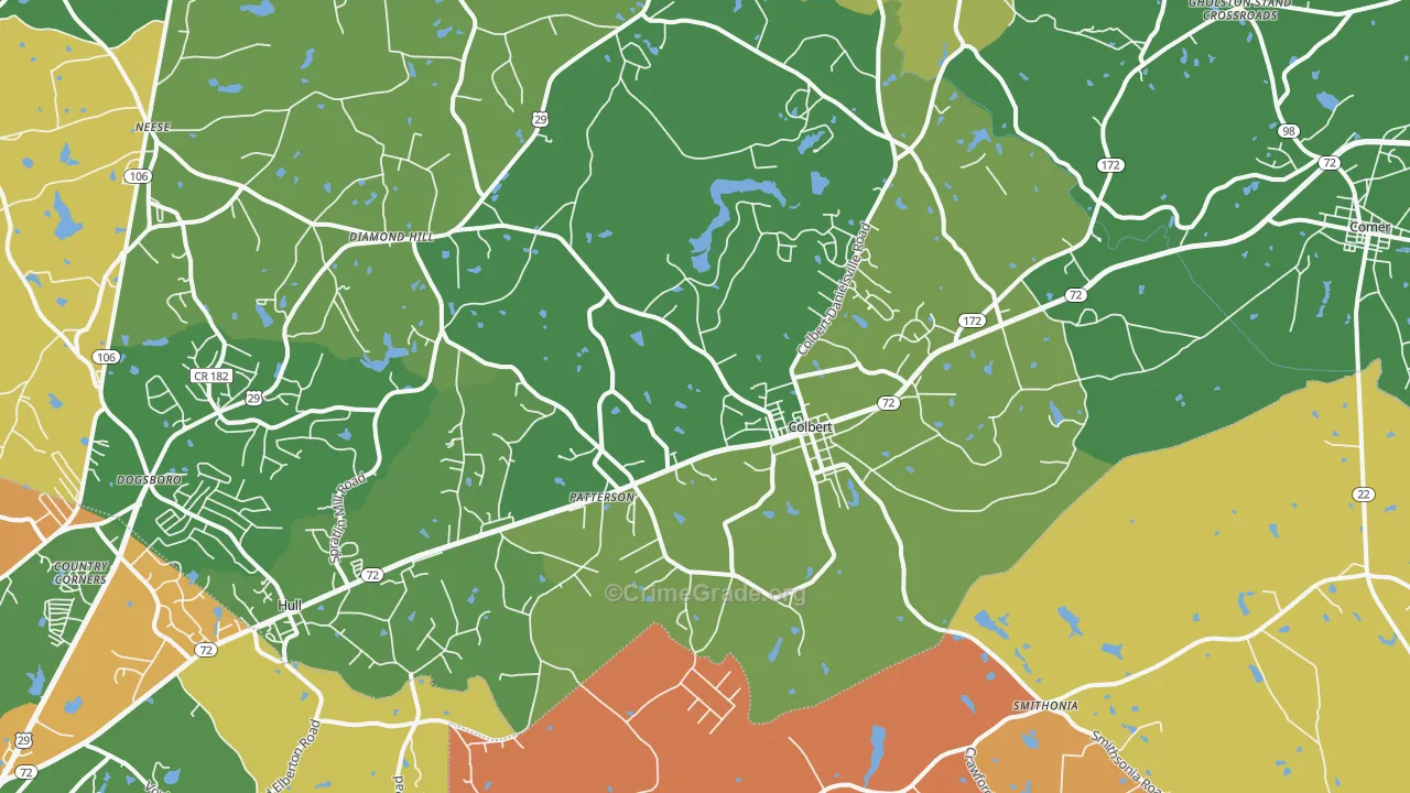 Colbert, GA Map of Vandalism Rates
