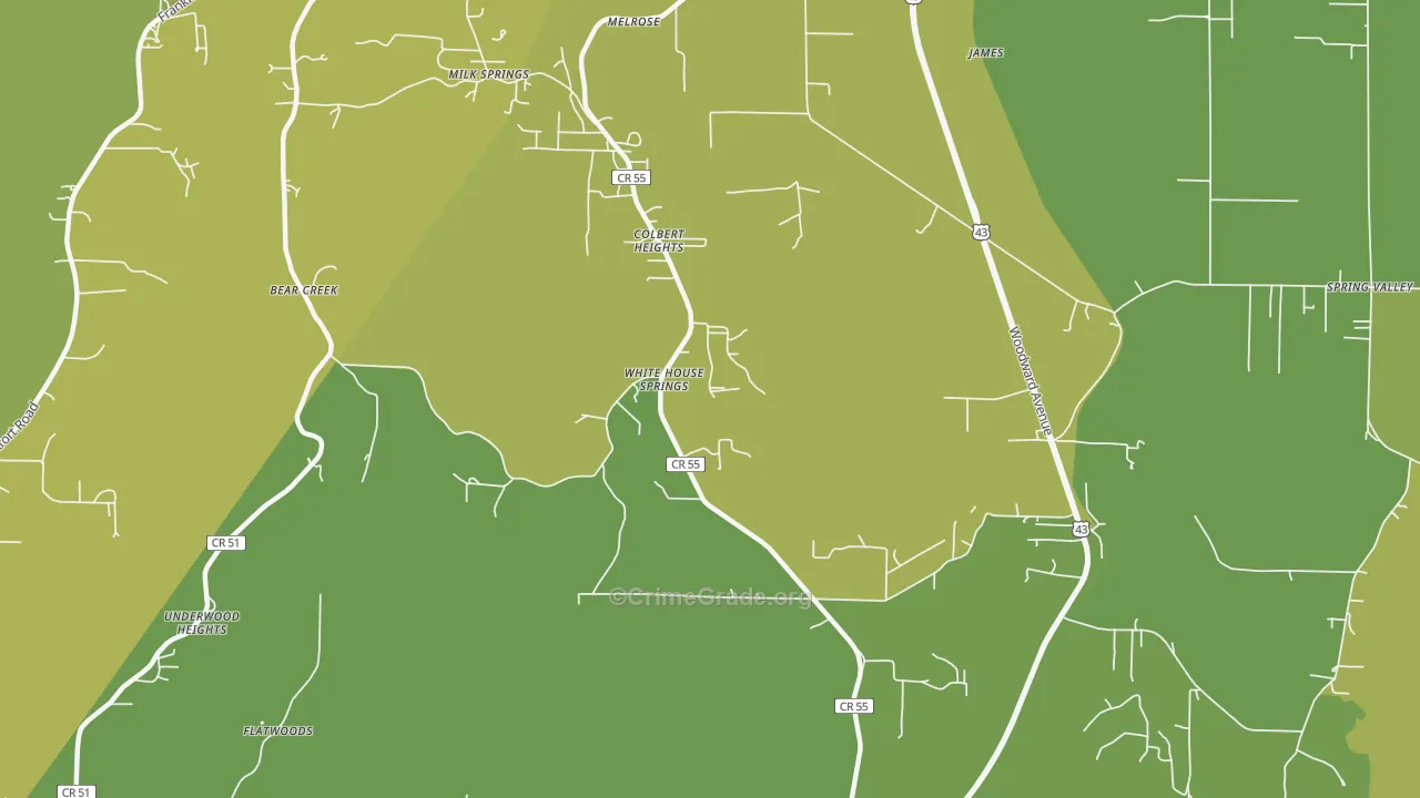 Colbert Heights, AL Map of Vandalism Rates