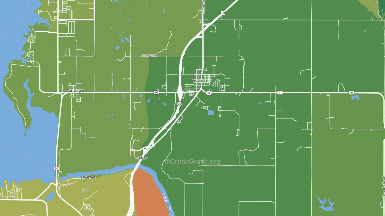 Colbert, OK Map of Vandalism Rates