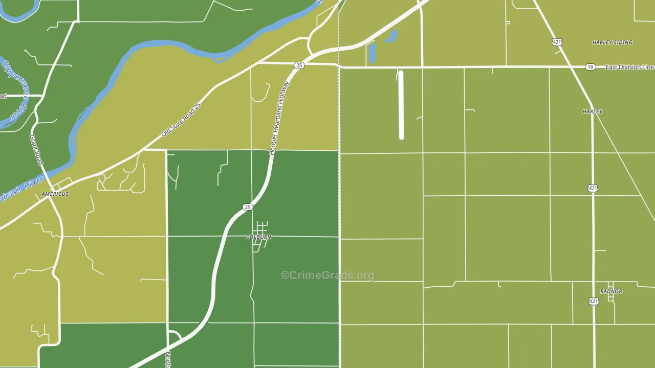 Colburn, IN Map of Vandalism Rates