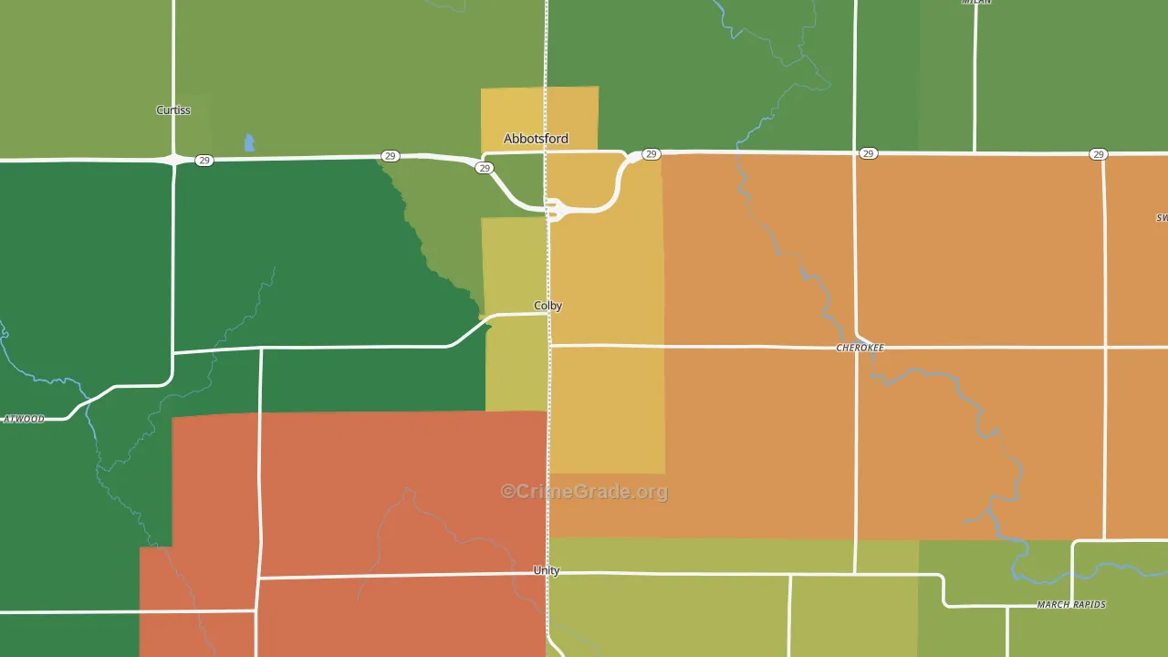 Colby, WI Map of Vandalism Rates
