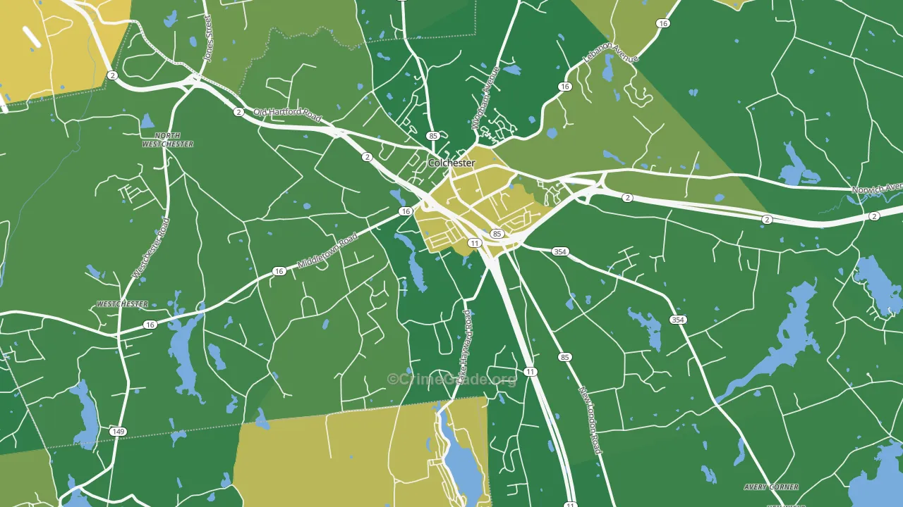 Colchester, CT Map of Vandalism Rates