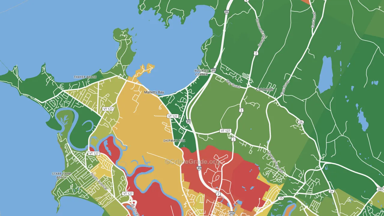 Colchester, VT Map of Vandalism Rates