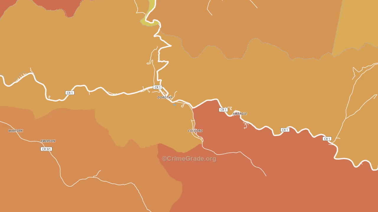 Colcord, WV Map of Vandalism Rates
