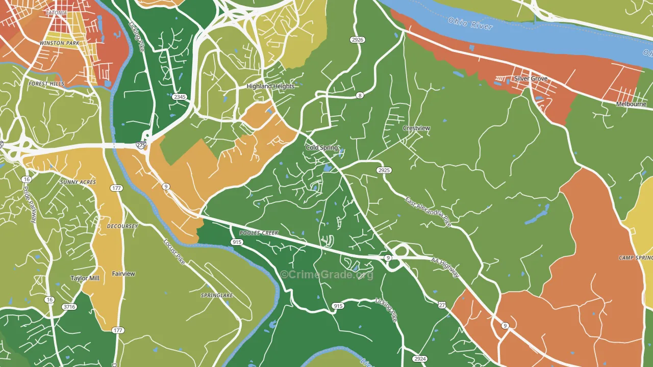 Cold Spring, KY Map of Vandalism Rates