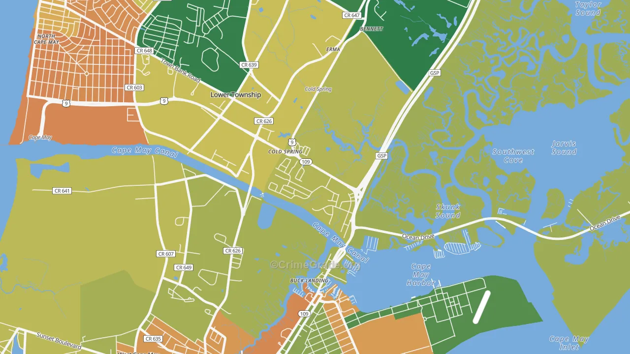 Cold Spring, NJ Map of Vandalism Rates