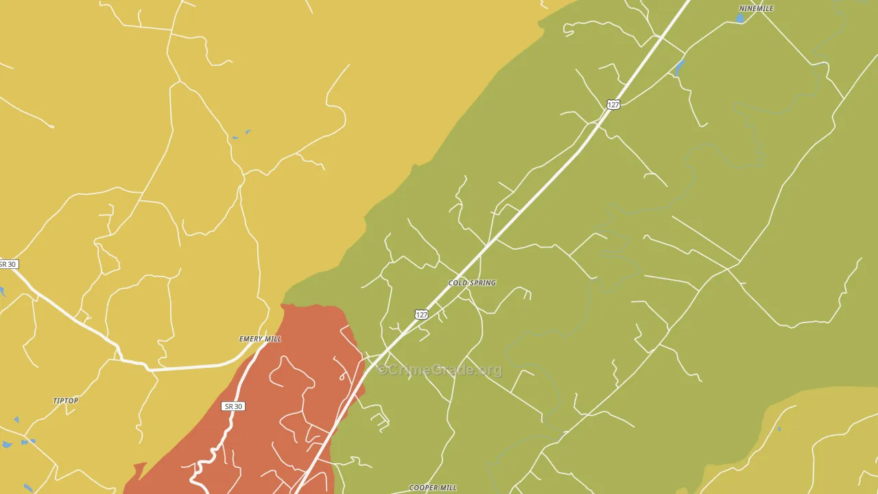 Cold Spring, TN Map of Vandalism Rates