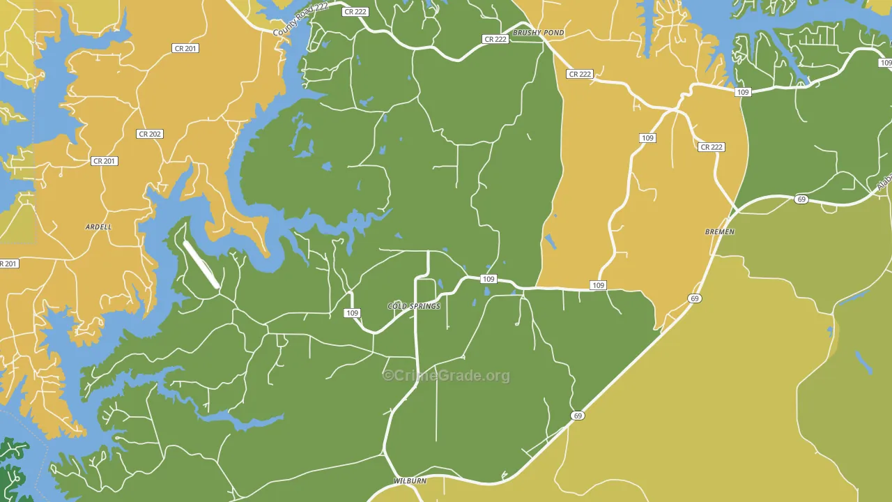 Cold Springs, AL Map of Vandalism Rates