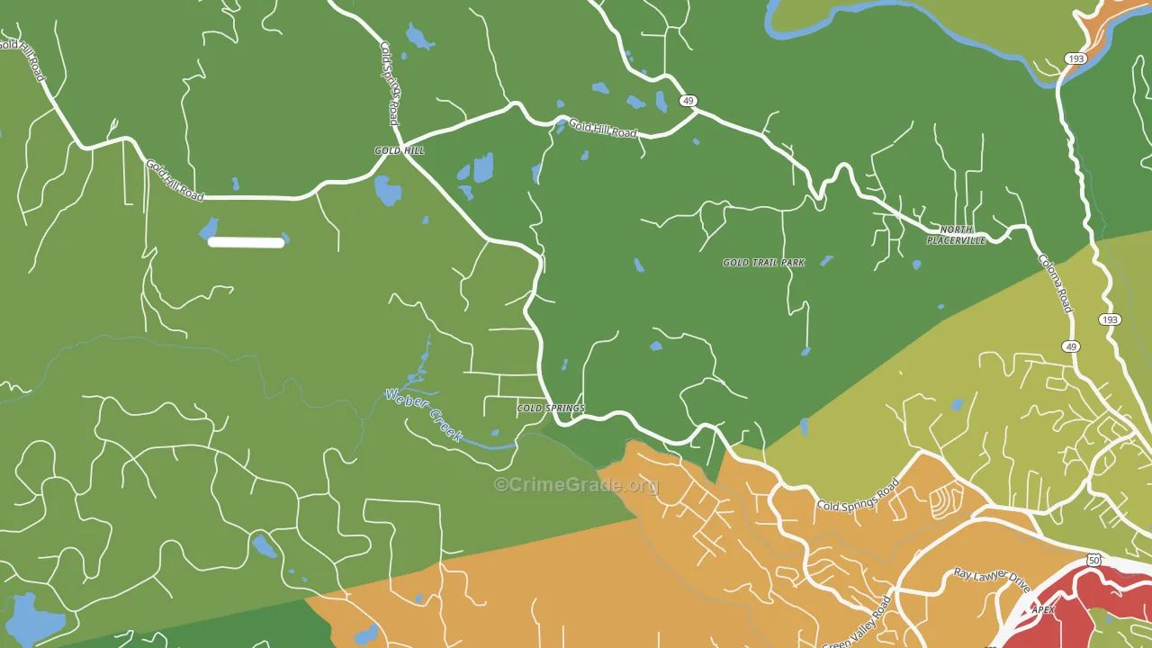 Cold Springs, CA Map of Vandalism Rates