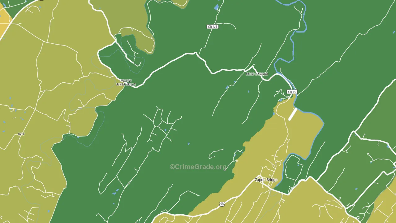 Cold Stream, WV Map of Vandalism Rates