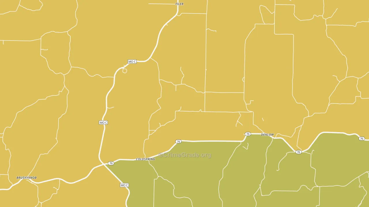 Coldspring, MO Map of Vandalism Rates