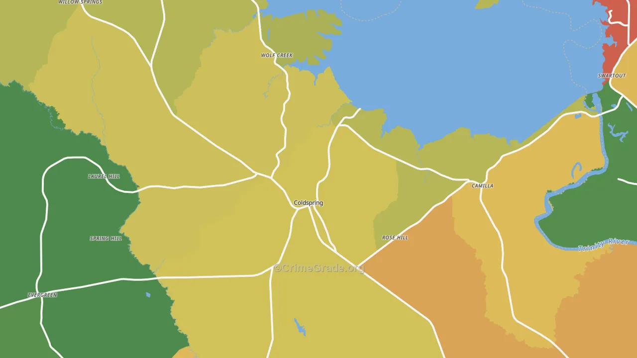 Coldspring, TX Map of Vandalism Rates