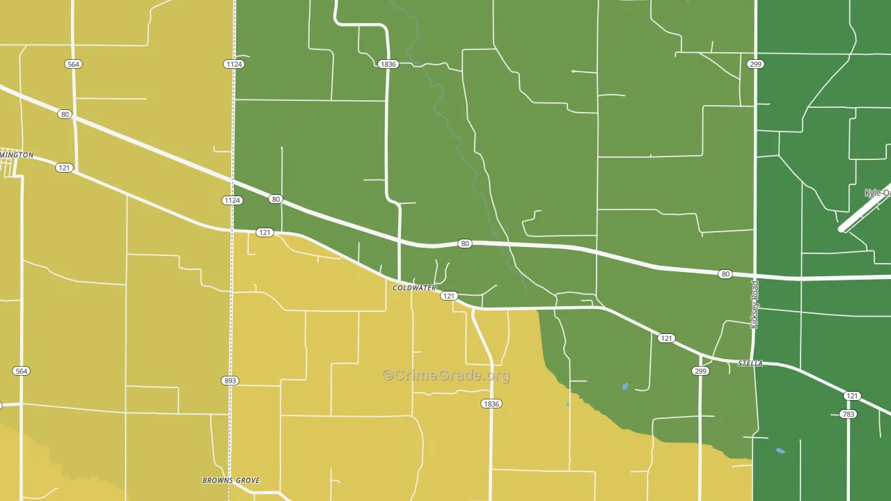 Coldwater, KY Map of Vandalism Rates