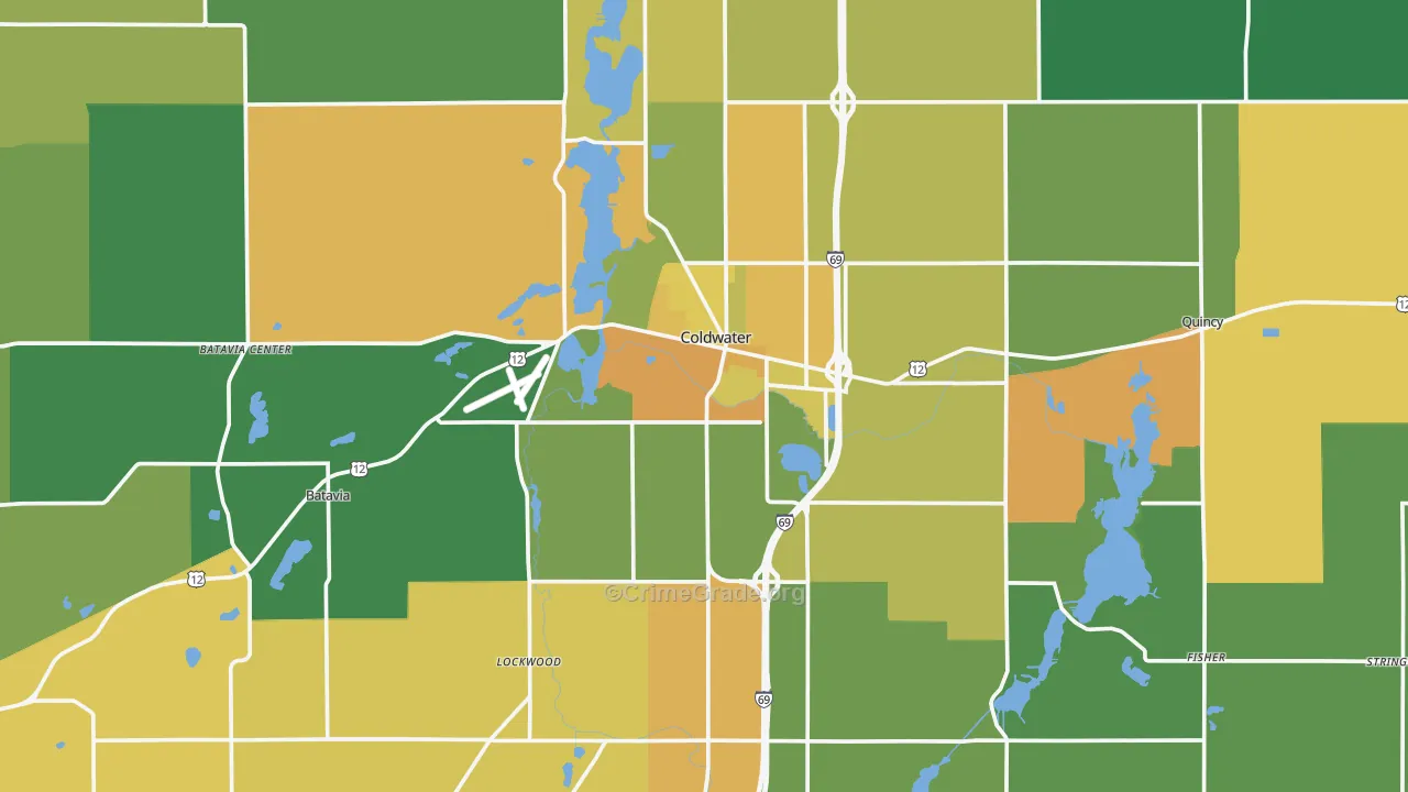 Coldwater, MI Map of Vandalism Rates
