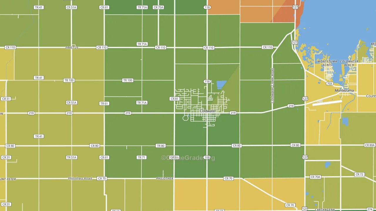 Coldwater, OH Map of Vandalism Rates