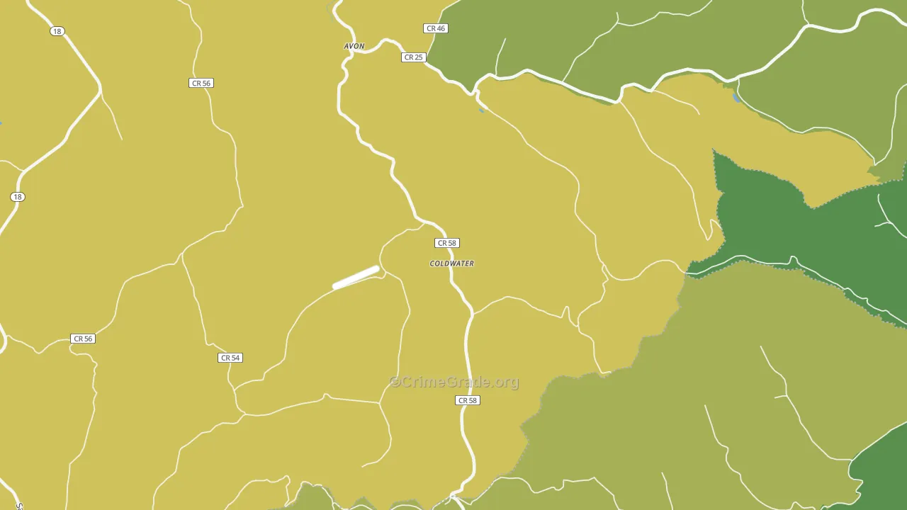 Coldwater, WV Map of Vandalism Rates