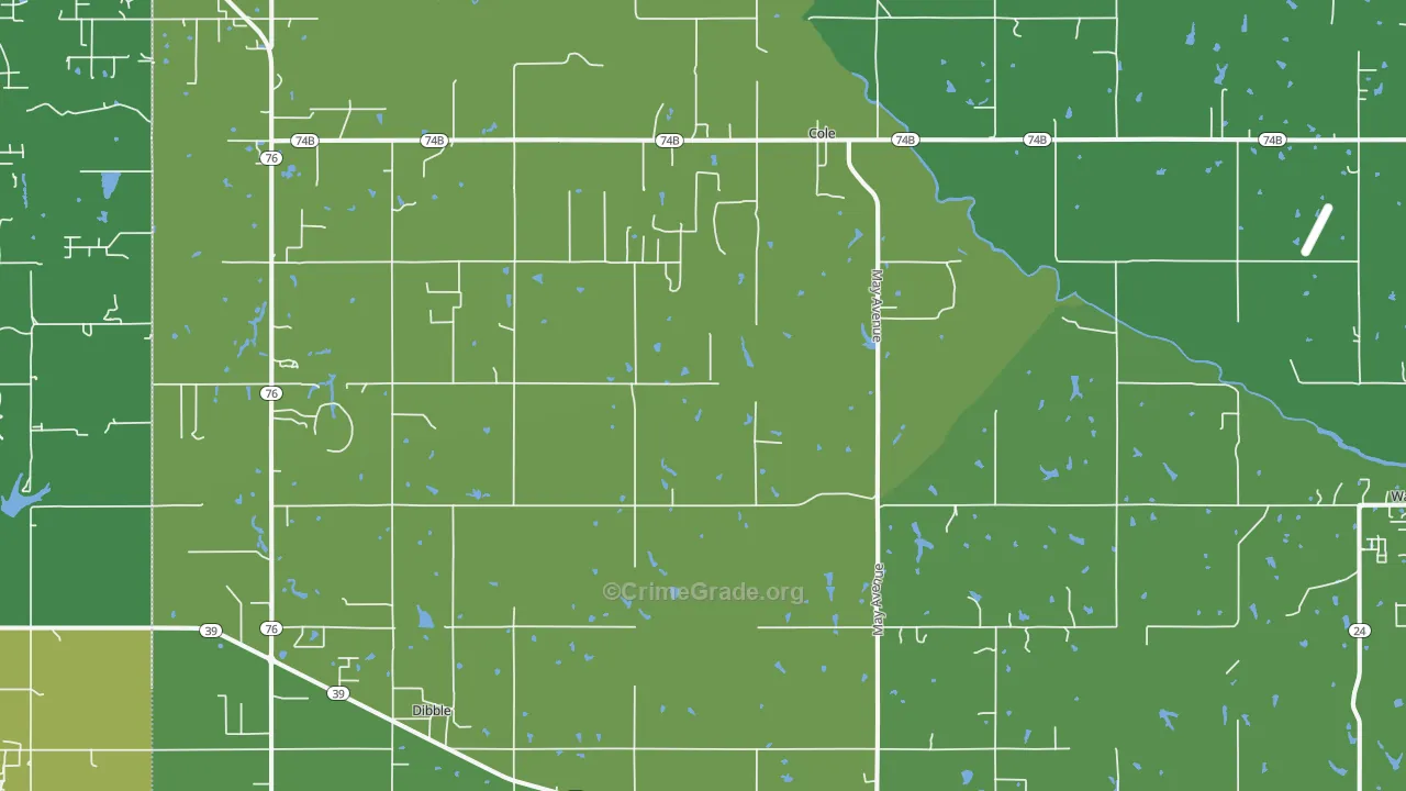 Cole, OK Map of Vandalism Rates
