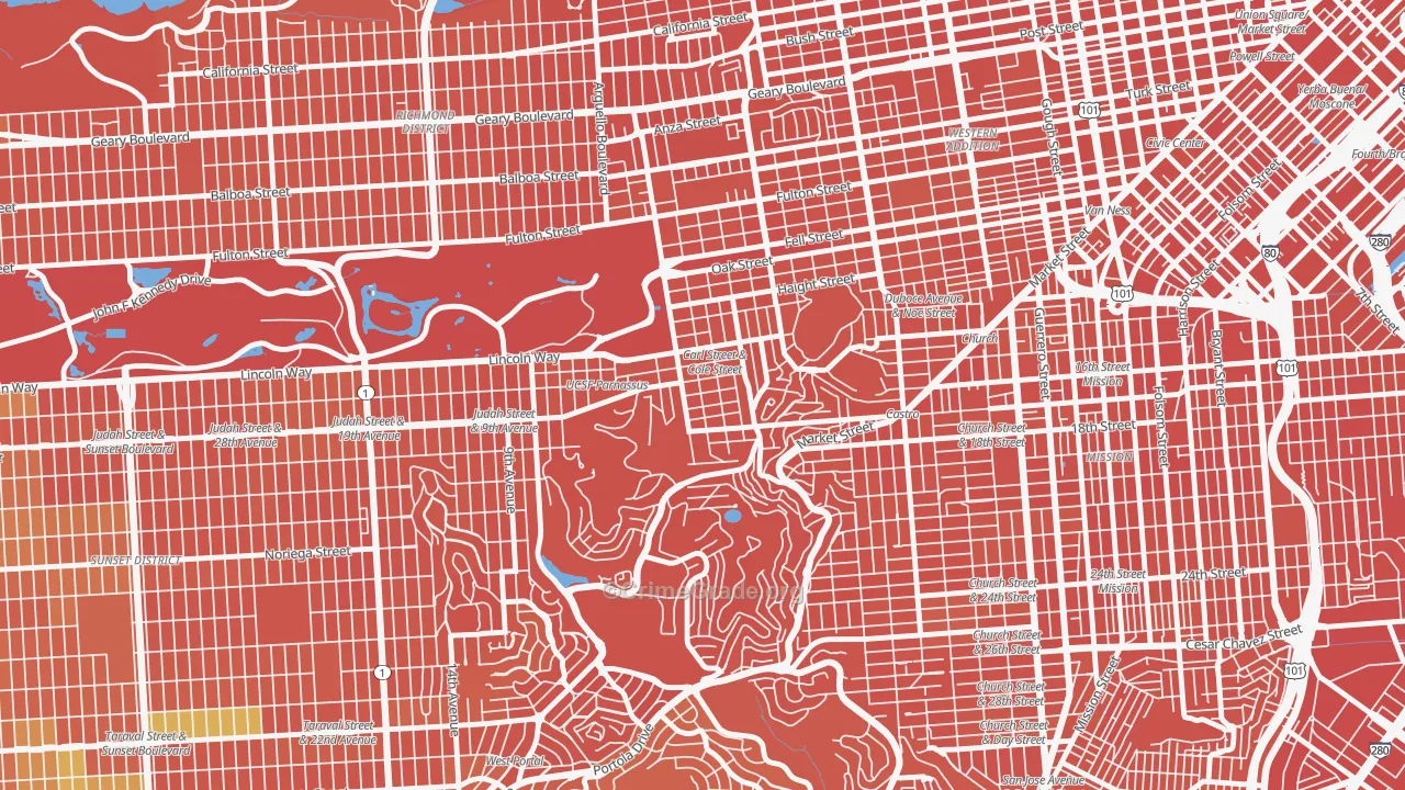 Cole Valley, San Francisco, CA Map of Vandalism Rates