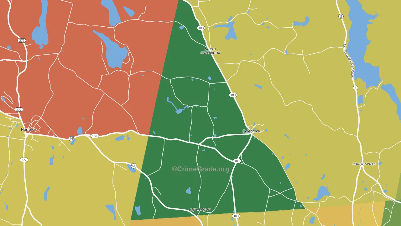Colebrook, CT Map of Vandalism Rates