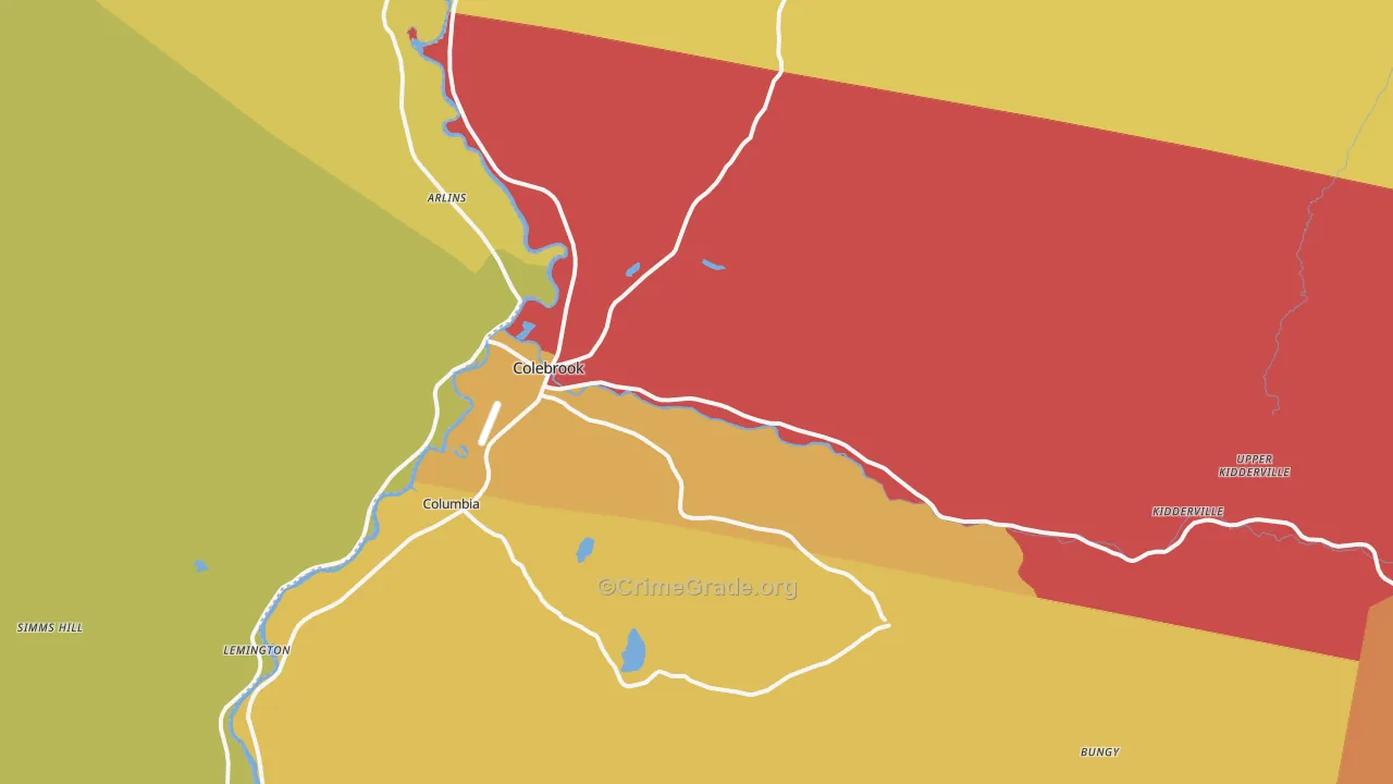 Colebrook, NH Map of Vandalism Rates