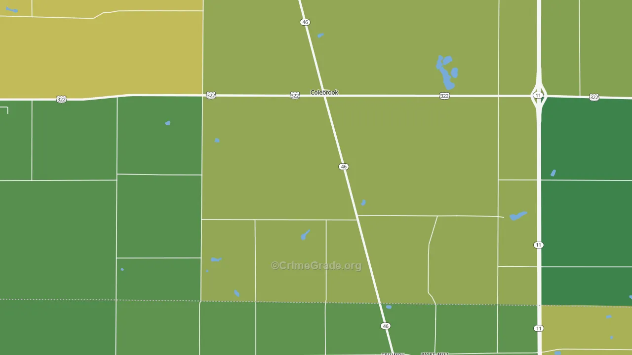 Colebrook, OH Map of Vandalism Rates