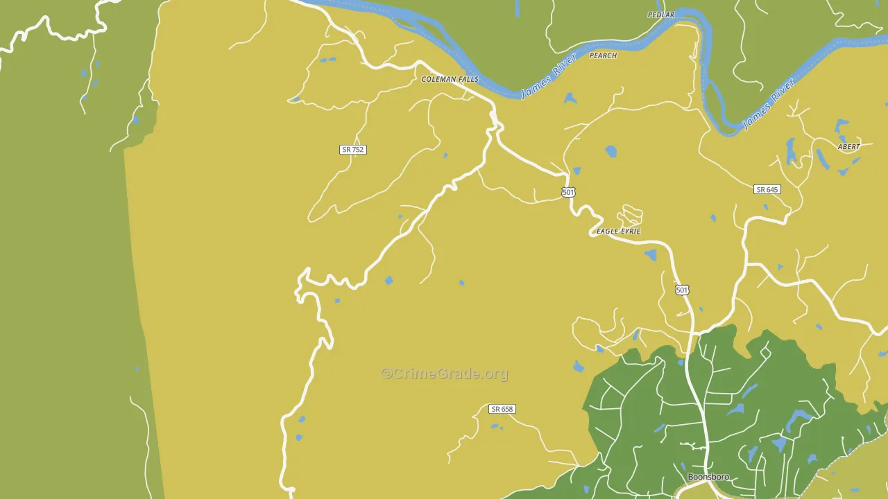 Coleman Falls, VA Map of Vandalism Rates