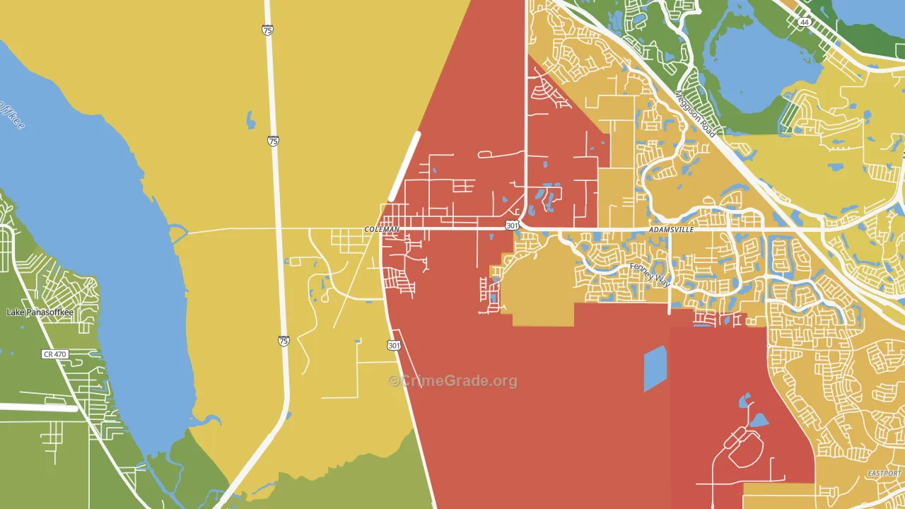 Coleman, FL Map of Vandalism Rates