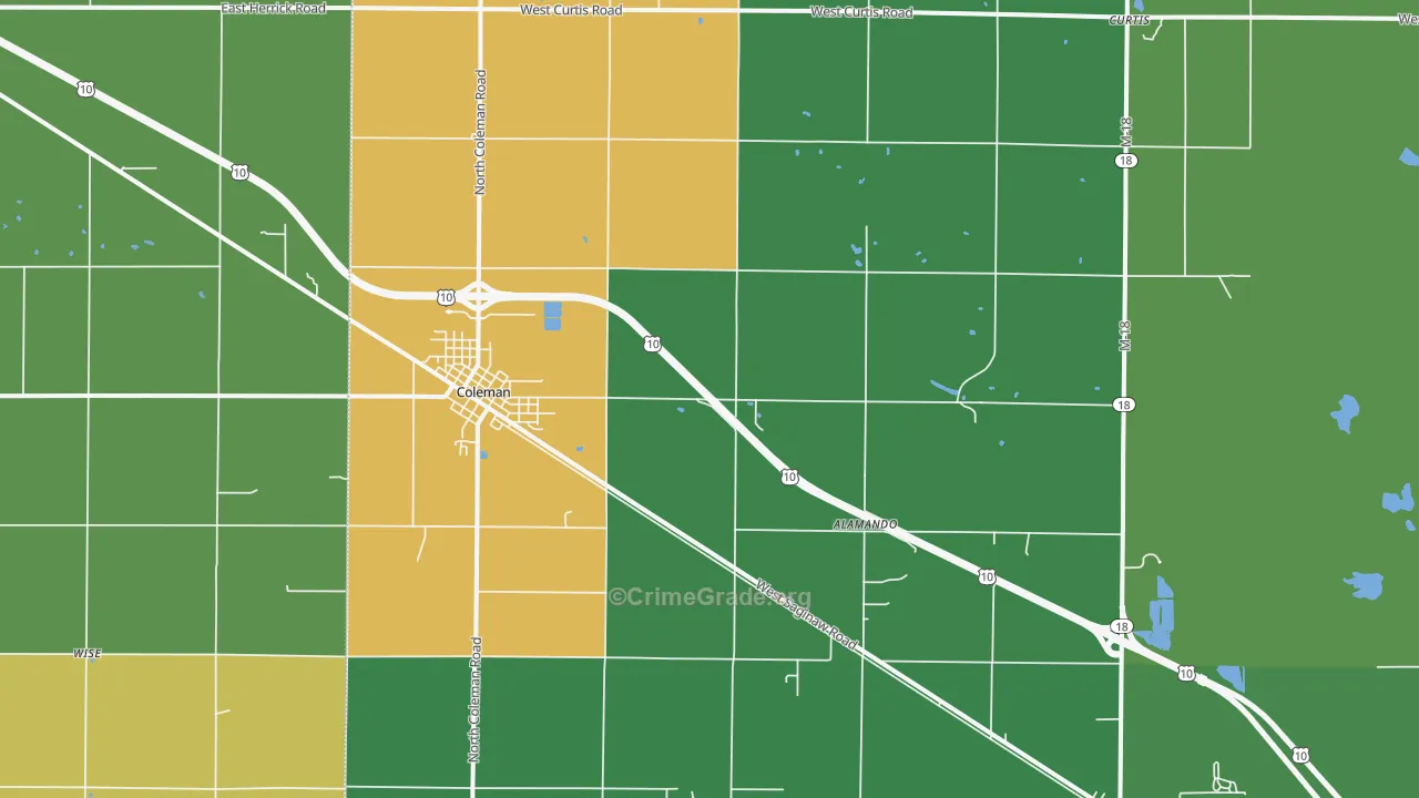 Coleman, MI Map of Vandalism Rates
